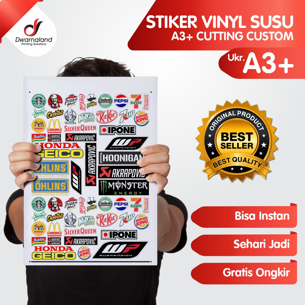 

Cetak Stiker Vinyl Susu A3+ Custom /Label Kemasan / Logo / Makanan / Minuman / Anti Air Desain suka suka