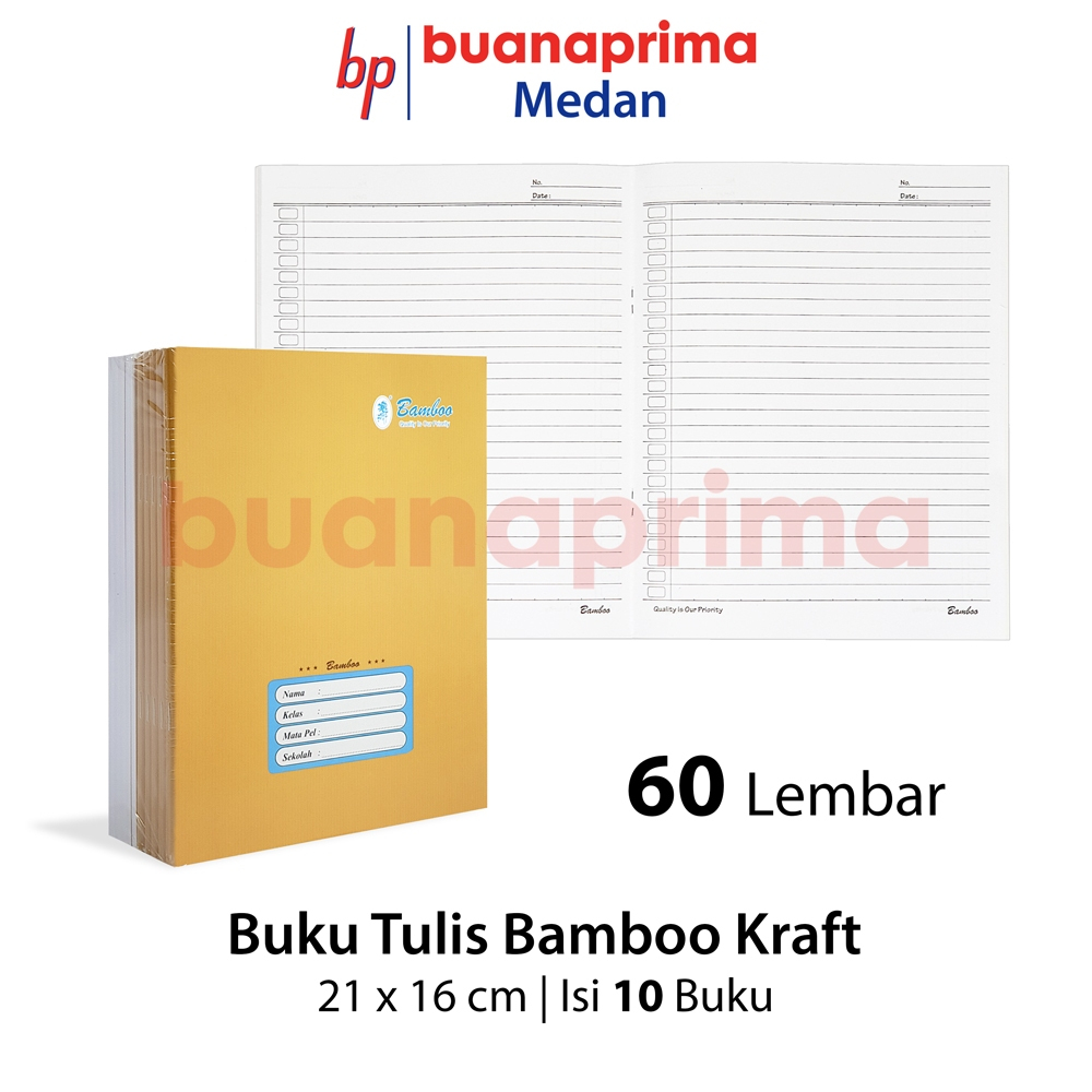 

Buku Tulis Pendek Kraft BAMBOO 60 Lembar isi 10 Buku Cover Coklat Kraft Notebook Catatan Sekolah Ukuran Kwarto A5