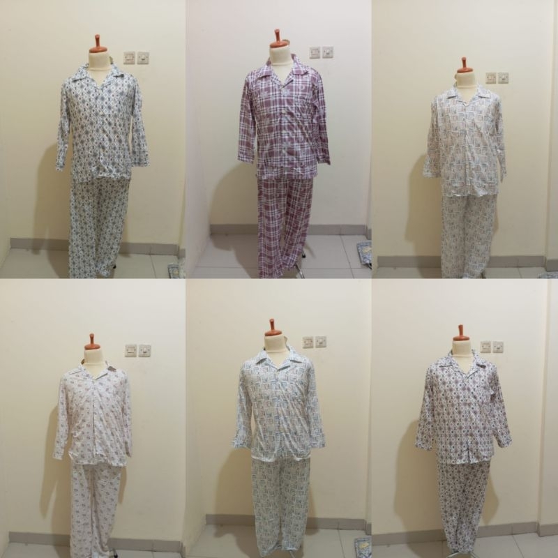 BAJU TIDUR PIYAMA PRIA PP KRA KANCING KAOS KATUN ADEM HALUS TEBAL IMPORT BERKUALITAS LENGAN PANJANG 
