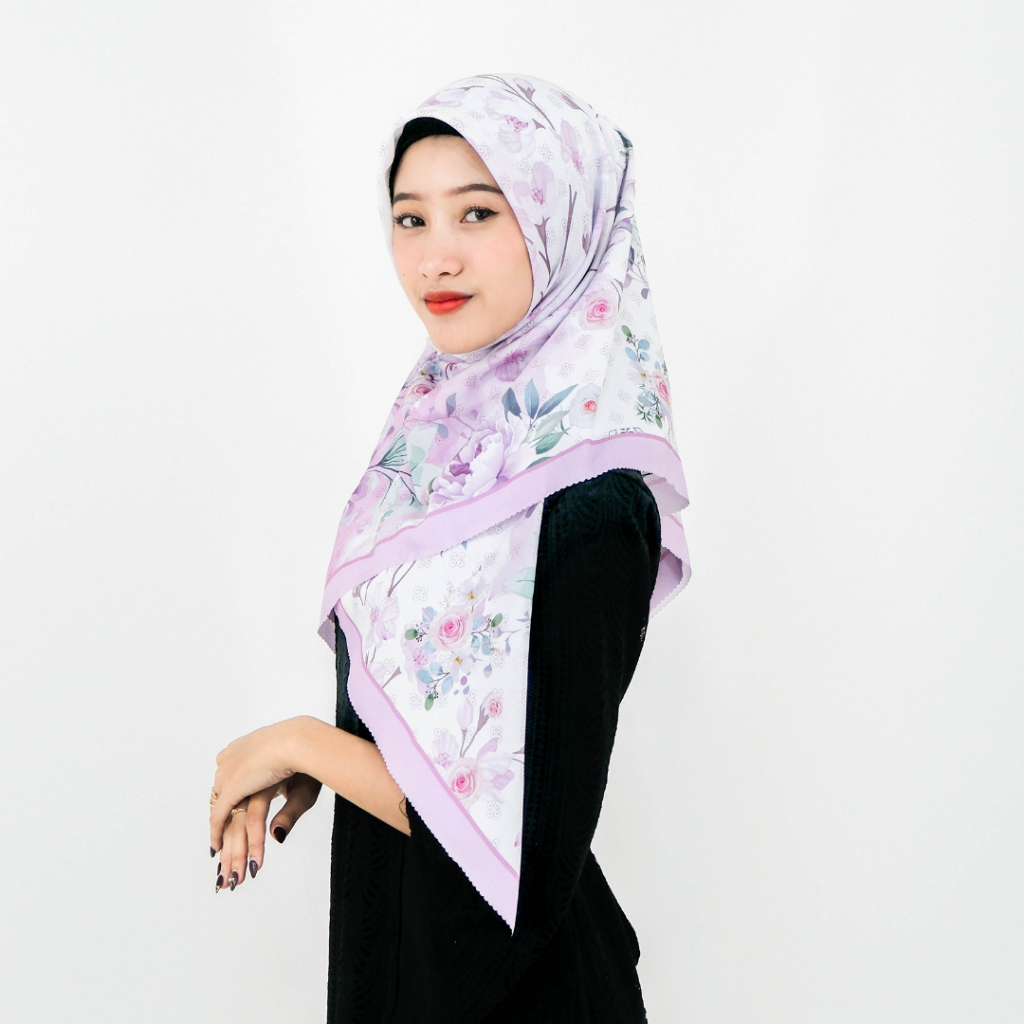 Qora Hijab - ALISHA - Hijab Print Voal Segi Empat 110 X 110 Dingin dan Nyaman