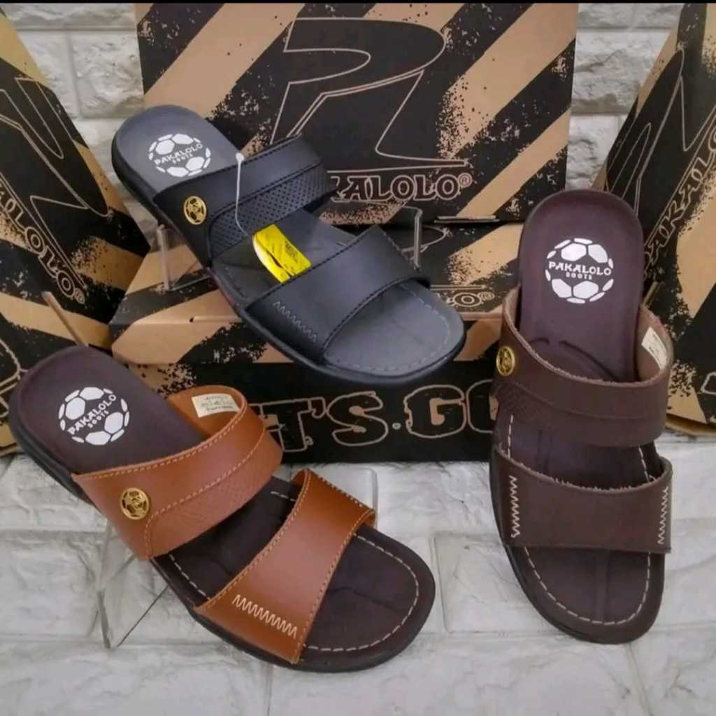 Pakalolo Sandal Kulit Pria Hitam Coklat  Sandal Kulit Pria Original 100% Sendal Slop Selop Pria