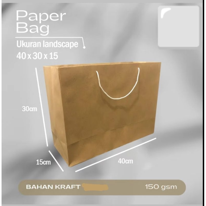 

Paperbag 40x30x15 Polos Landscape jumbo ketebalan 150gsm