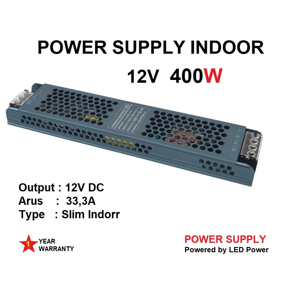Power Supply Indoor Slim 12V 33A 400 Watt Adaptor Led Power Supply