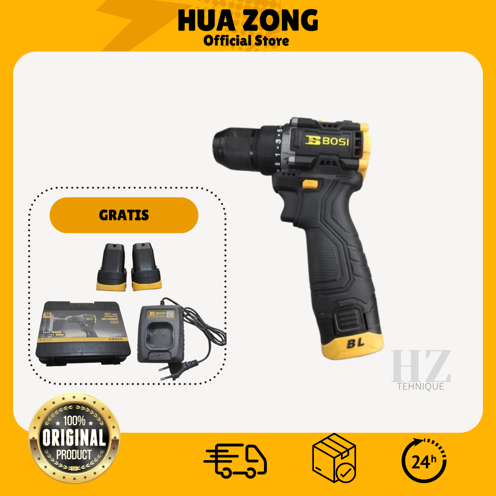 MESIN BOR BATERAI BRUSHLESS LITHIUM BATTERY 16V