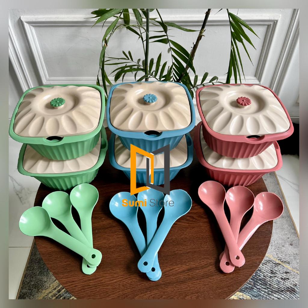 GROSIR ISI 6 set Basi Susan FREE CENTONG Wadah Set Prasmanan Tempat Sayur Bakul Nasi Plastik Lebih