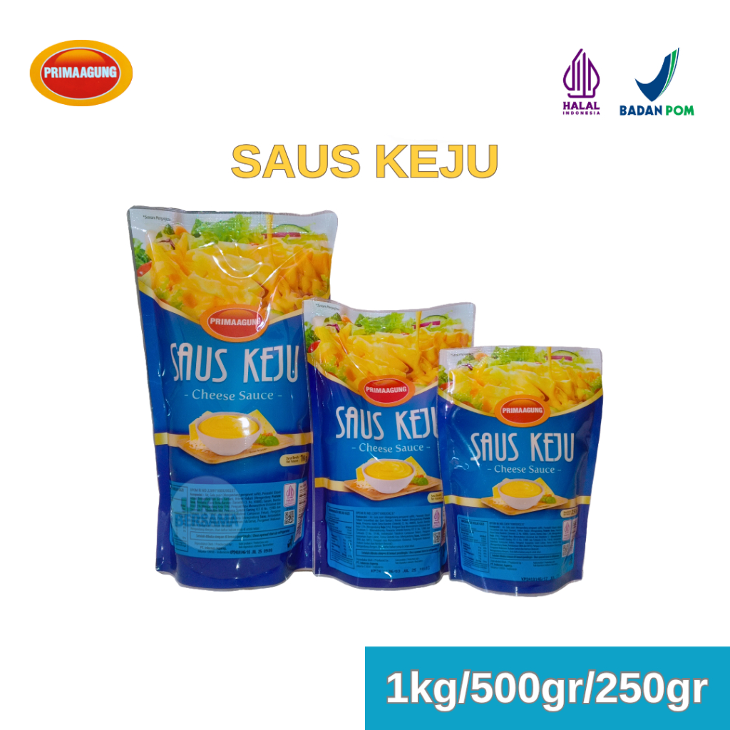 

Prima Agung Saus Saos Keju Cheese Sauce Halal BPOM Kemasan Pouch 1kg/500gr/250gr