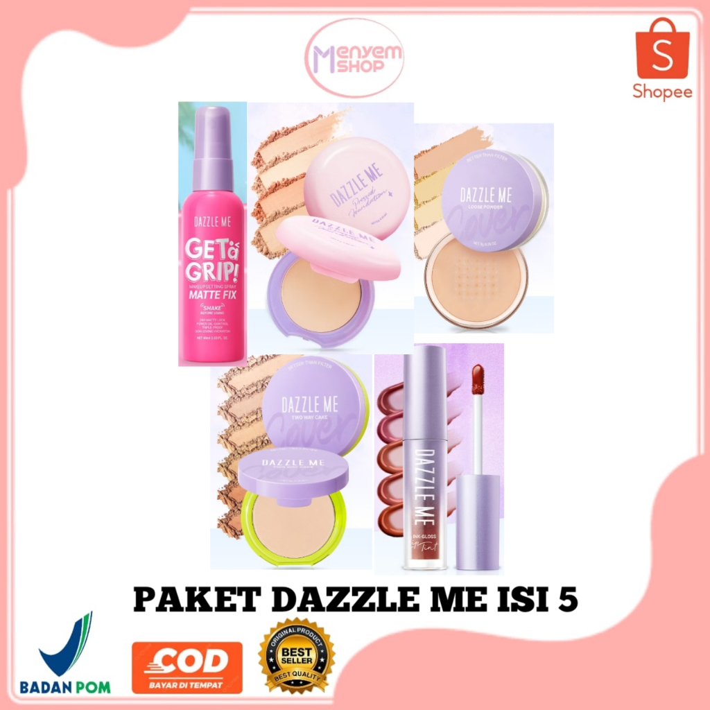 PAKET HEMAT DAZZLE ME isi 5 pcs | Dazzle Me Dazzle Bedak TWC | Dazzle Loose Powder | Dazzle Me Found