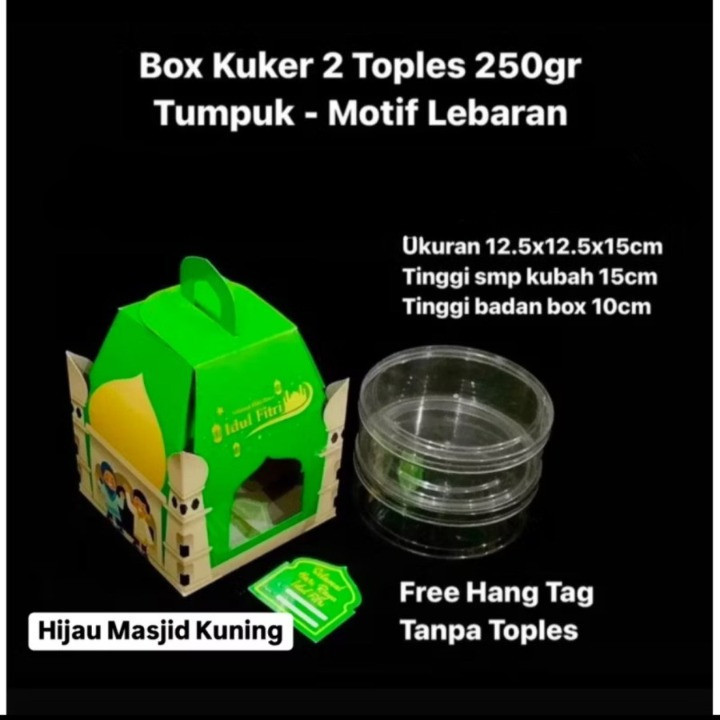 

( 5 pcs ) dus tenteng lebaran model masjid hijau kuning packaging 2 toples tabung 400ml box jinjing mini edisi ramadhan 12.5x12.5x15 cm