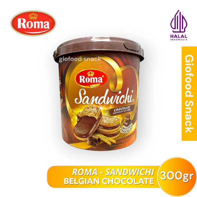 

ROMA SANDWICHI Belgian Chocolate - Coklat Bon Bon Biskuit Wafer Kukis Cemilan