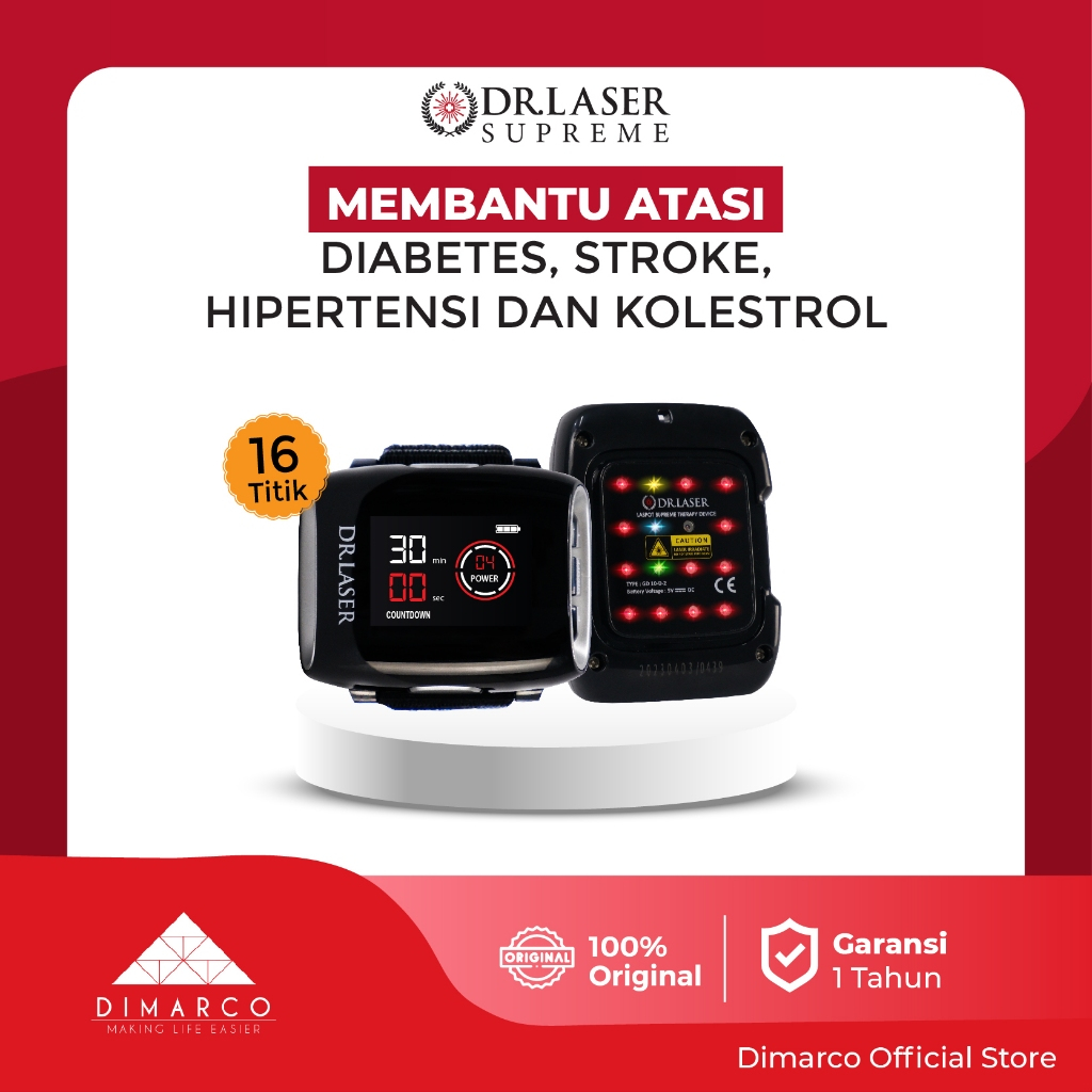 Dr Laser Supreme 16 Titik - Jam Tangan Laser Terapi Kaki, Terapi Tangan, Terapi Stroke Bergaransi da
