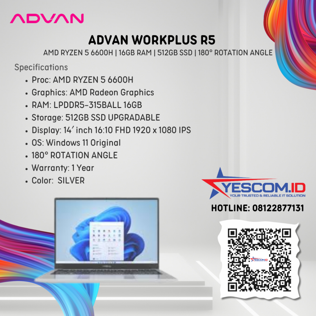 Advan Workplus /Ryzen 5-6600H/16GB/512GB SSD