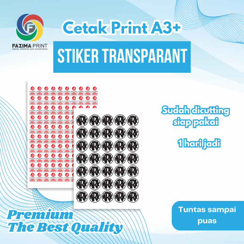 

Print Sticker Label Transparant A3+ Print & Cut - Cetak Stiker Transparant Custom Murah