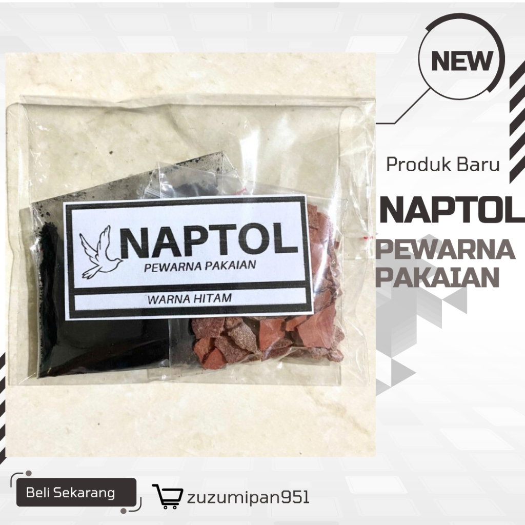Naptol Pewarna Pakian Warna Hitam|Pewarna Pakaian Premium untuk Jeans dan Katun|Naptol Original