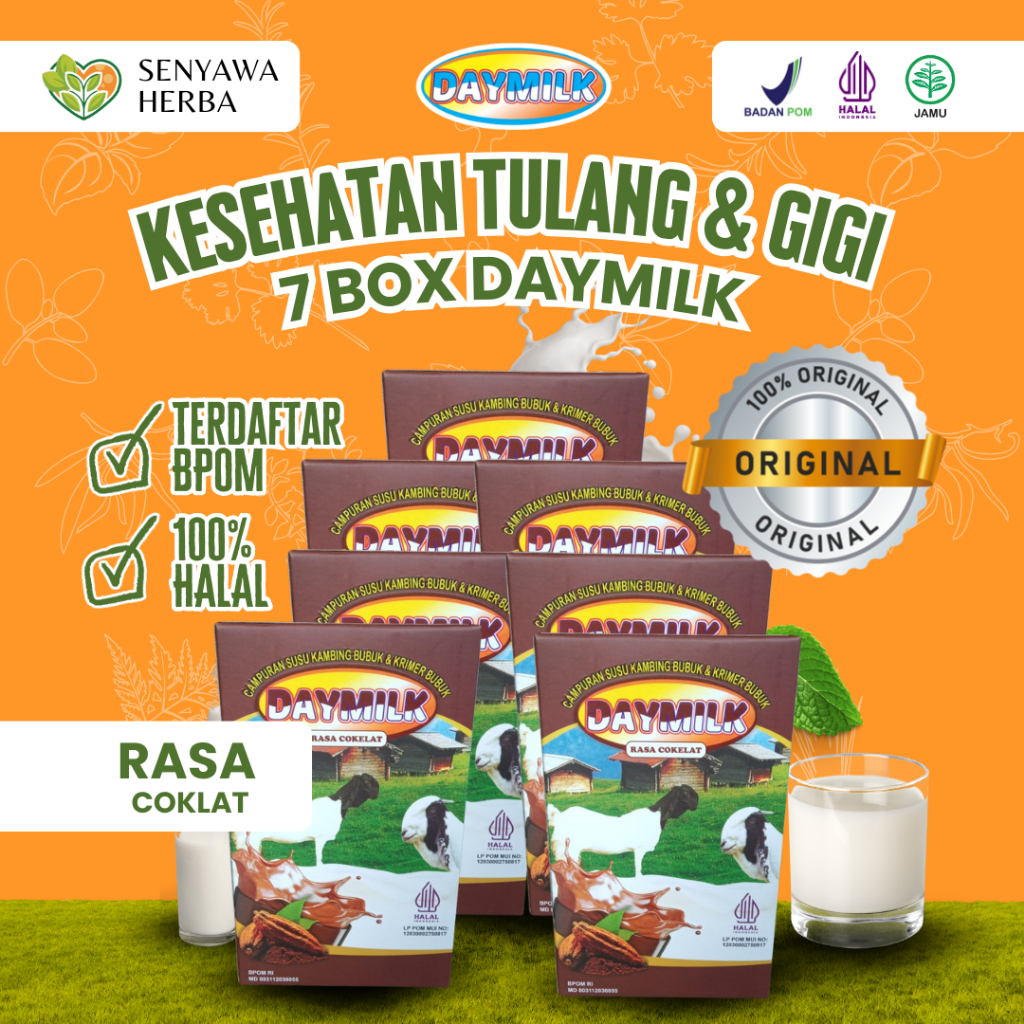 

PAKET 7 BOX SUSU DAYMILK COKELAT – Susu Kambing Etawa 200gr, Sehatkan Tulang, Sendi, Lambung