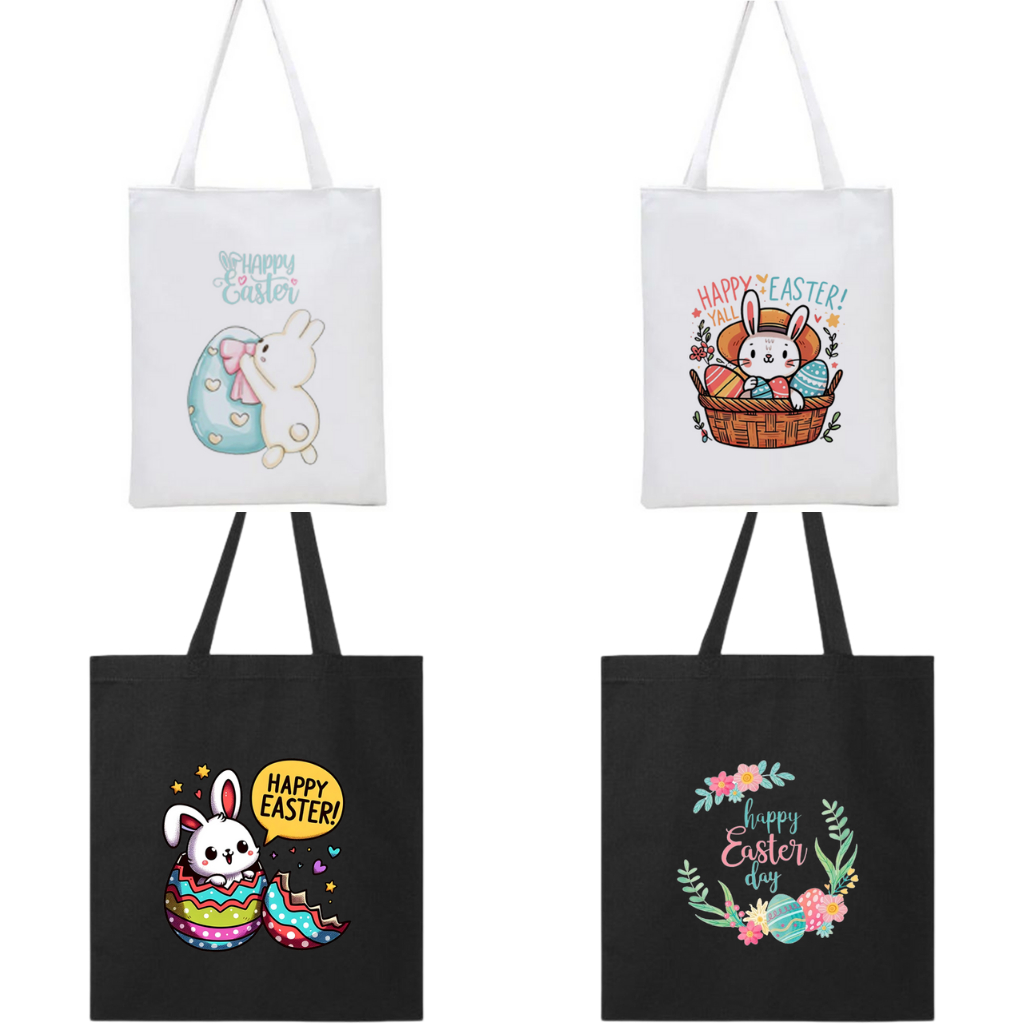 Totebag Tote Bag Happy Easter Paskah Goodie Bag Souvenir Tas Hampers Kanvas Bingkisan