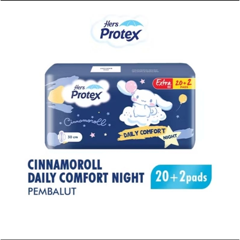 Hers Protex Cinnamoroll Daily Comfort Night Pembalut Wanita 20+2
