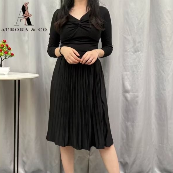 AURORA & CO Rok Plisket | Rok Plisket Selutut | Rok Wanita Selutut | Rok Plisket Pendek