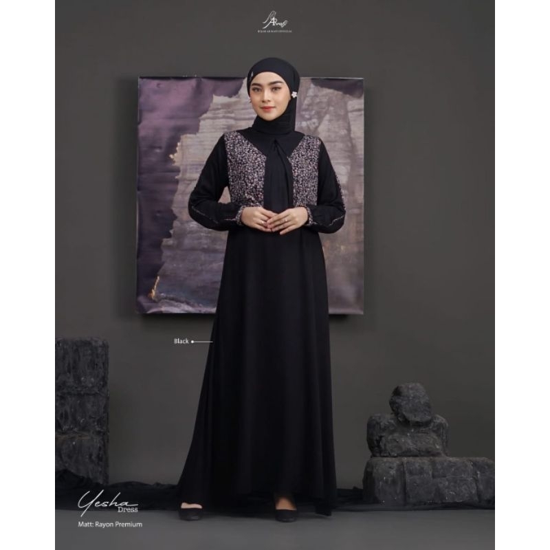 Yesha Dress by Arrafi ORI Gamis rayon motif bunga kecil
