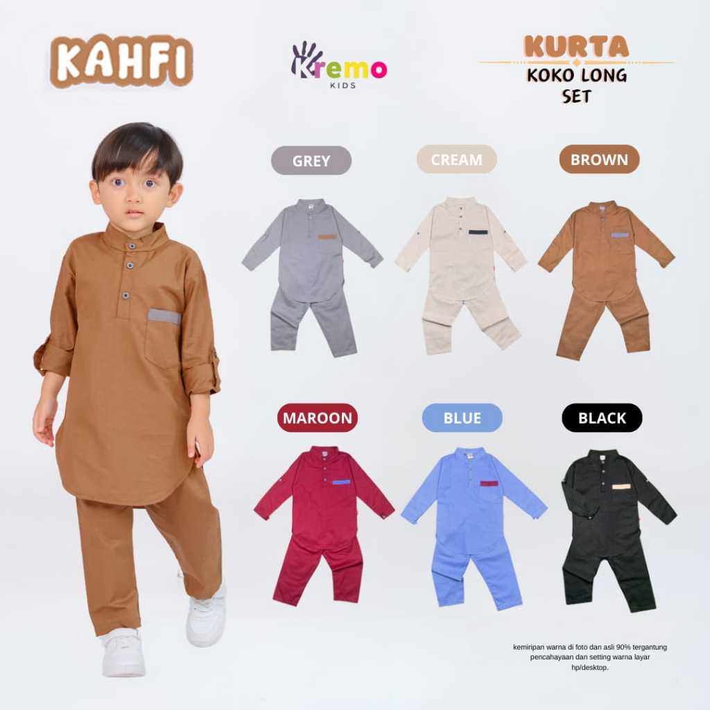Kremo kids-Baju koko Kurta Panjang Anak Laki laki Kahfi Series 1 - 12 tahun