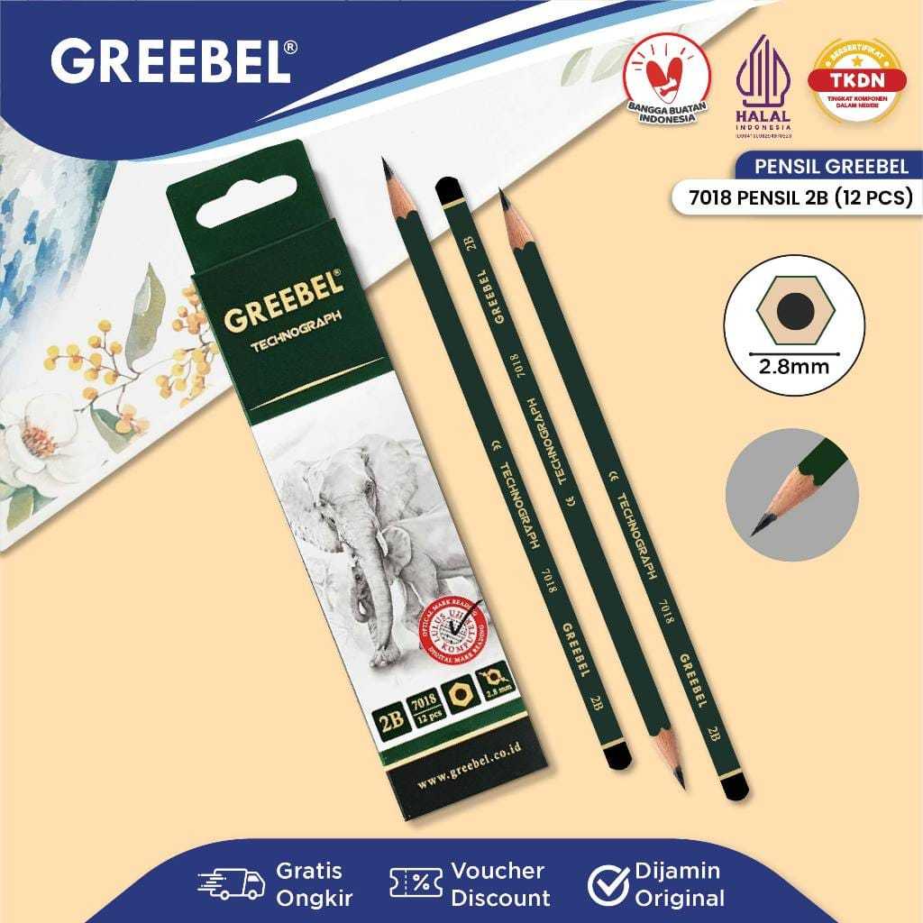 

GREEBEL Pensil Tulis 2B 7018 (12PCS/BOX) Pencil Kayu / Pensil Ujian Sekolah