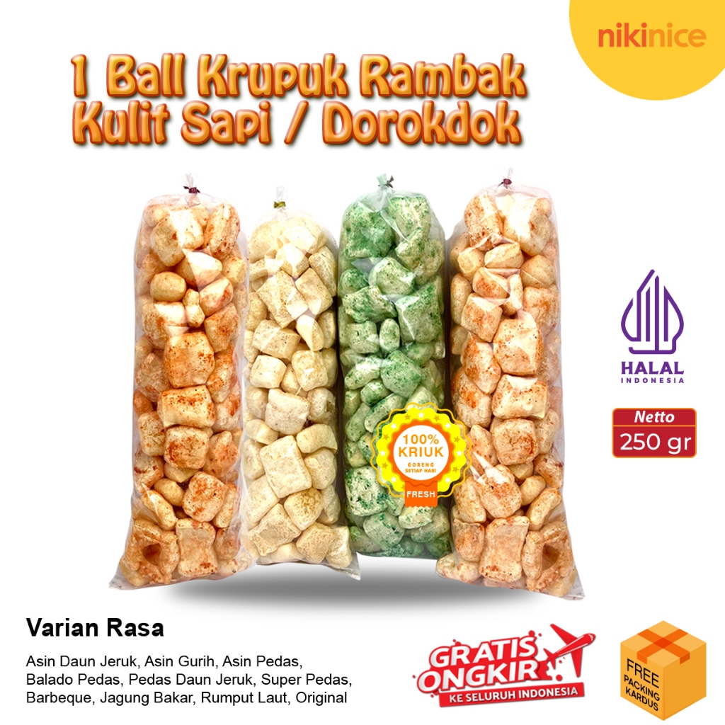

Kerupuk Dorokdok 250 Gram Kerupuk Rambak Kulit Sapi Asli Halal Aneka Rasa Pedas Daun Jeruk Viral