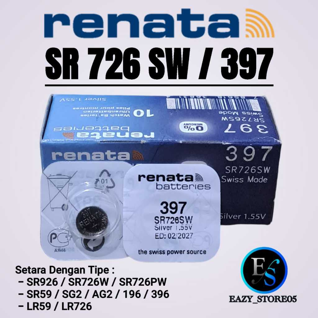 Baterai Renata 397 SR726SW Original Made In Swiss Batrai 726 SR726 SR726W LR726 Ori 1.55 Volt