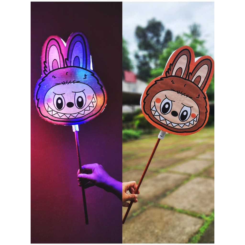 Lampion LED Labubu Obor Labubu Mainan Lampu Labubu LED Lampion Takbir Labubu Obor Pawai Labubu Lampi