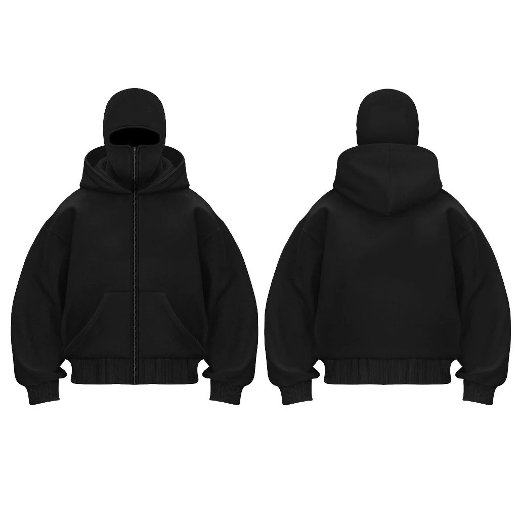 Jaket Hoodie Balaclava Putih Premium - Hoodie Zipper Boxi Doubel Kupluk Unisex Premium