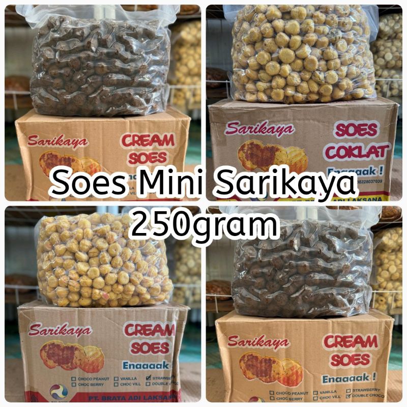 

250gram Cream Soes Mini SARIKAYA | Soes Coklat - Double Choco - Strawberry