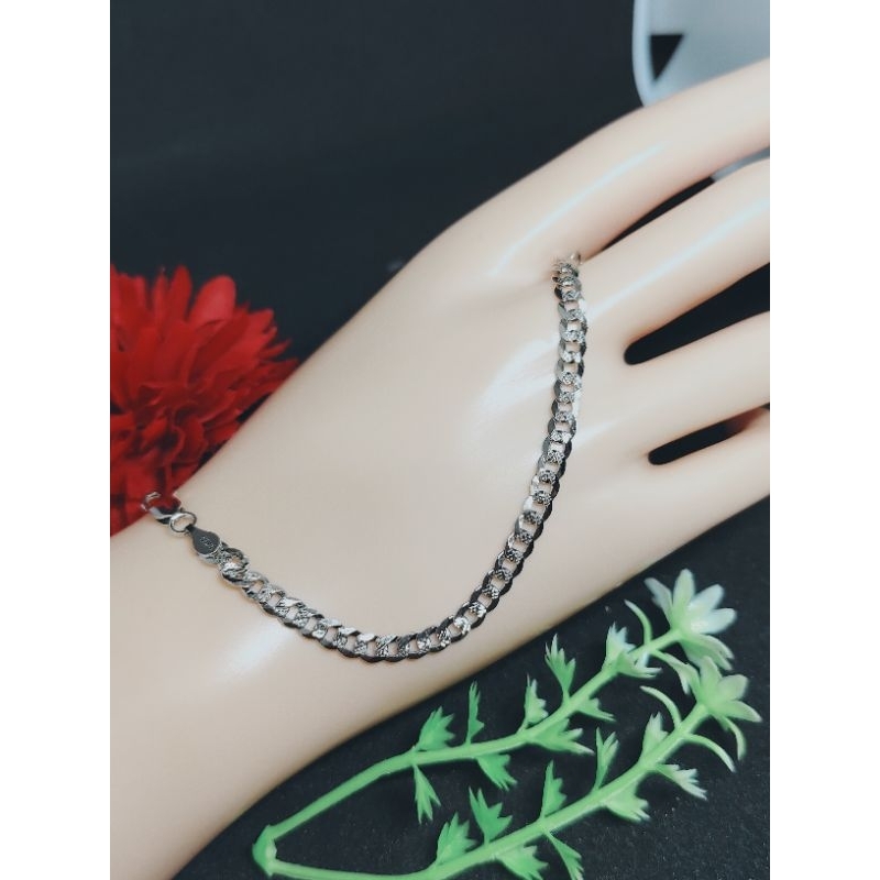 gelang sisik naga grafir 15cm perak s925 lapis emas putih