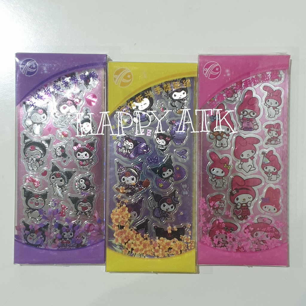 

(ISI 6 PCS) STICKER / STIKER SET KARAKTER SANRIO KUROMI MELODY HOLOGRAM GLITTER