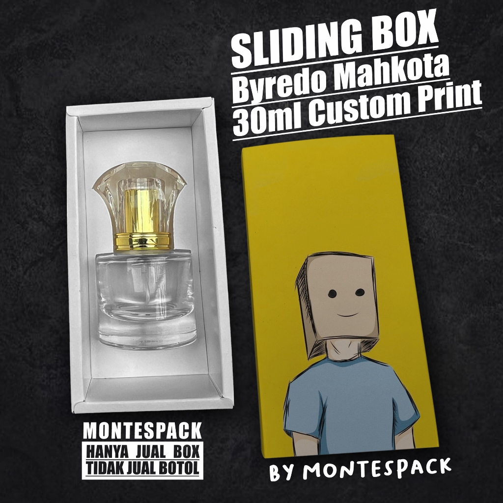 

SLIDE BOX CUSTOM PRINT / untuk botol Byredo Mahkkota 30ML / BOX BOTOL SLIDING Print
