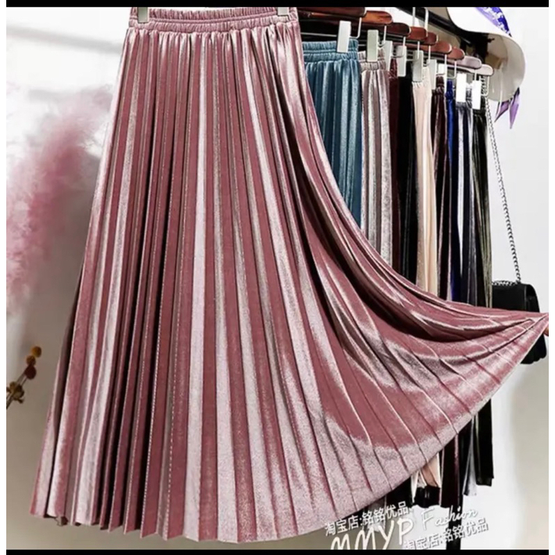 Rok bludru plisket / Rok bludru premium panjang / Rok bludru plisket panjang premium / Rok bludru pl