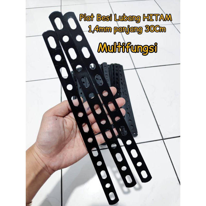 BRAKET LUBANG HITAM / PLAT BESI LUBANG MULTIFUNGSI PANJANG 30CM
