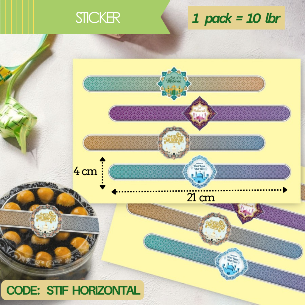 

Label Panjang 21cm Sticker Toples Idul Fitri / Stiker Hiasan Hampers Lebaran (10 lembar)