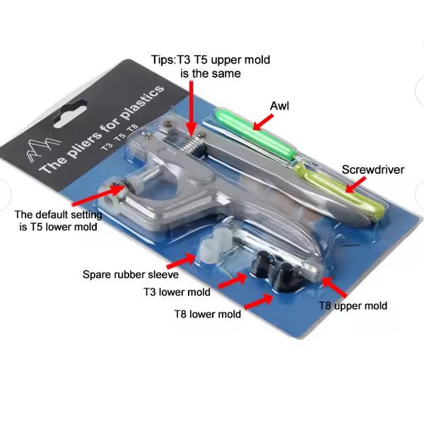 Alat pasang kancing snap plastik T5,T8 + 408 set kancing snap 24 warna
