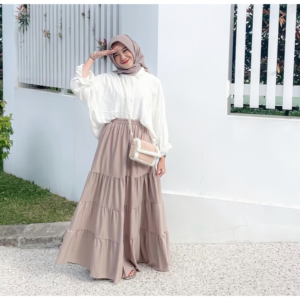 VIRAL 2026  Rok Susun Jumbo Rok Wanita Rok Tutu Bawahan Wanita Rok Panjang Model Payung - Rok
