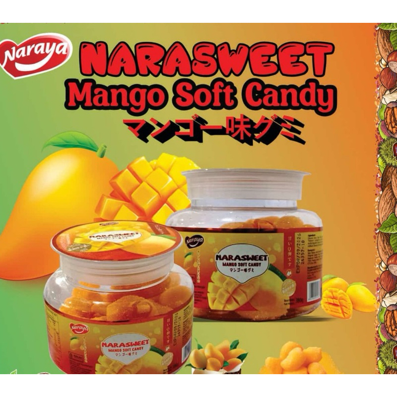 

Naraya Narasweet Soft Candy Permen Lunak Aneka Rasa Buah Mango/Orange/Wanglai Soft Candy Kemasan Toples 380g