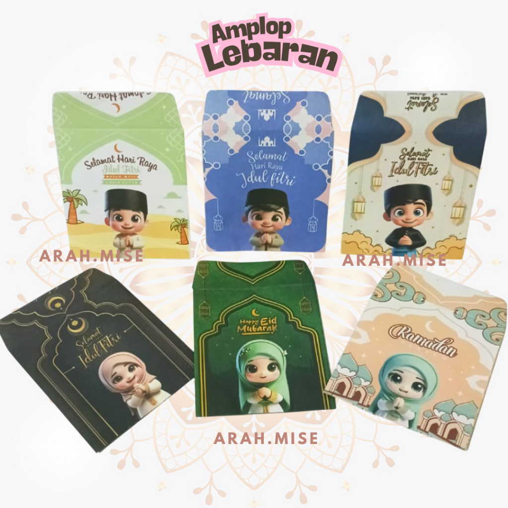 

ARAH Amplop Lebaran Hari Raya IDUL FITRI 2025 ISI 10Pcs Karakter Lucu Aeshtetic MURAH