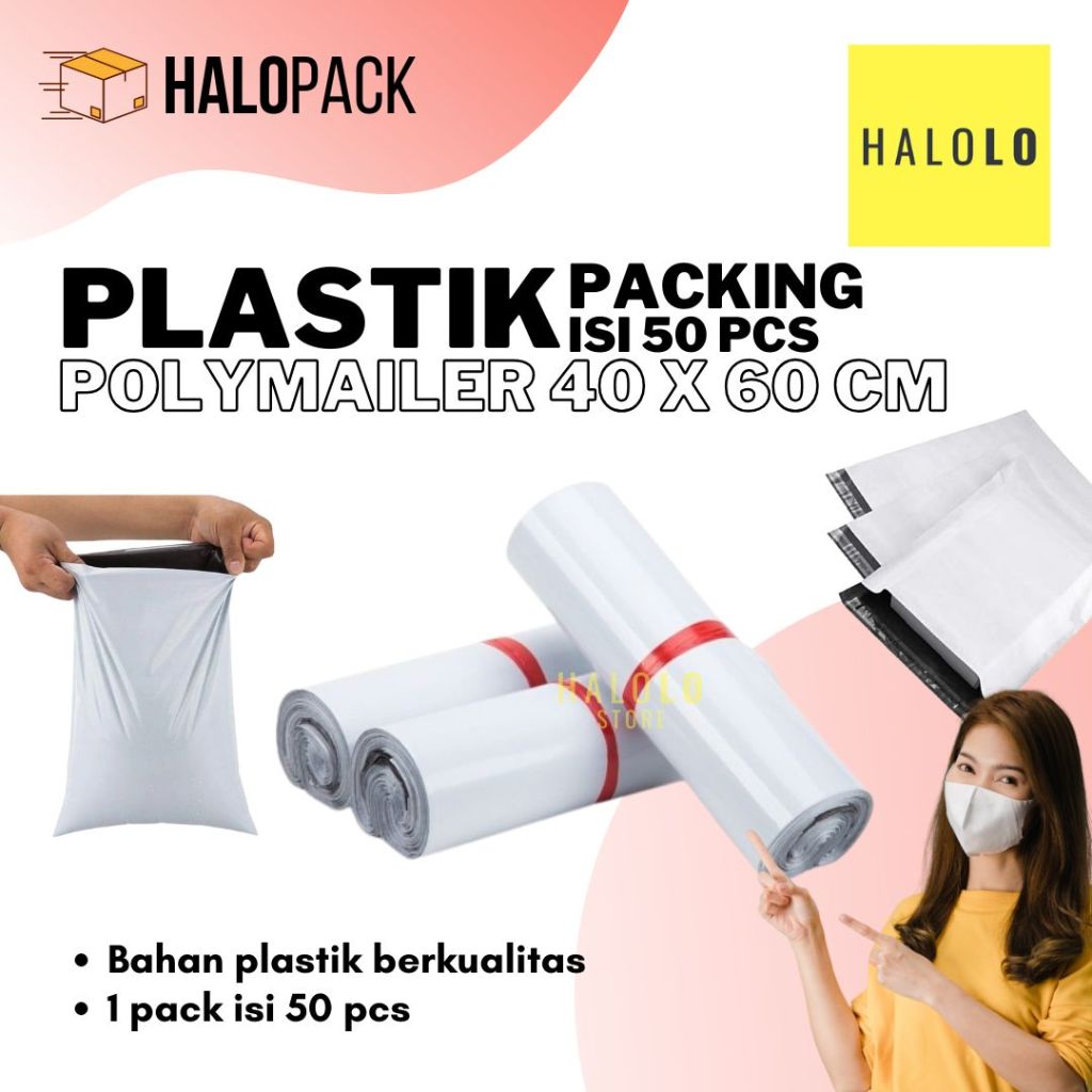 

Plastik Polymailer Plastik Packing Warna Putih Kantong Packing 1 Pack isi 50 Pcs Ukuran 40 x 60 cm