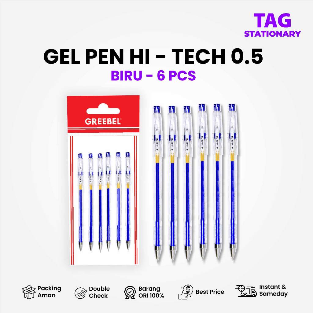 

GREEBEL PULPEN GEL / Gel Pen GP-506 Hi-Tech 0.3 Biru (6PCS/SET) / Ballpen Gel Bolpen Bolpoin Pena Gel