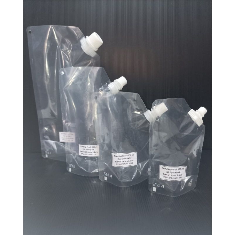 Kpack Kemasan Standing Pouch Cair (Polos atau dengan tutup SPOUT) Transparan