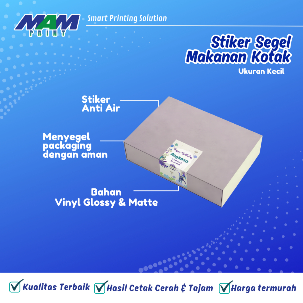 

Stiker Segel Ukuran Kecil Bentuk Kotak Box Ulang Tahun/ Custom Sticker Kotak Segel Makanan/ Kemasan Hampers Ulang Tahun/ Stiker Vinyl Glossy/ Stiker Vinyl Matte/ UK KECIL