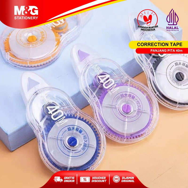 

M&G Correction Tape / PitaTipe X Kertas Stipo Roll 40Meter x 5mm ukuran Jumbo Master Clean Anti Macet Nyaman Pengkoreksi Mudah dan Rapi Kualitas Bagus Anti Sobek