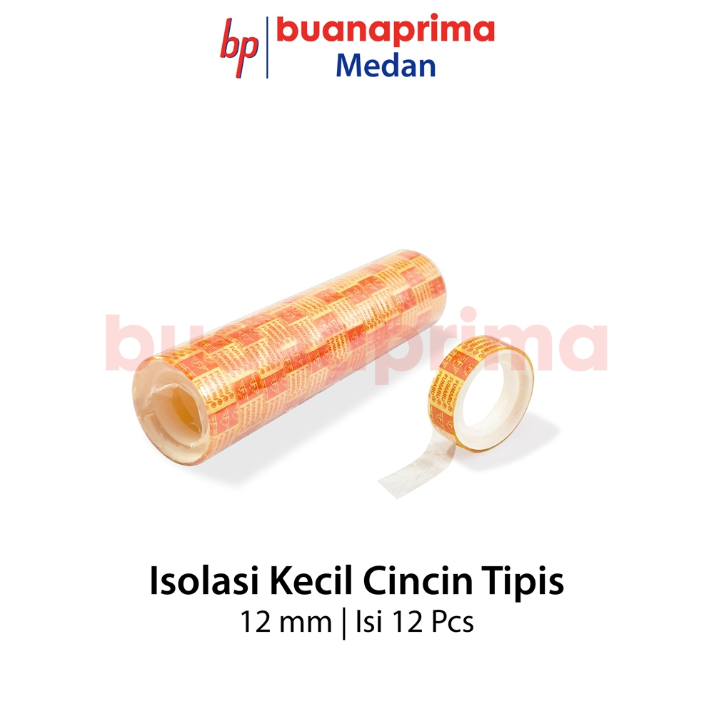 

Isolasi TIPIS CINCIN BENING Lebar 12 mm Per 12 pcs Lakban Selotip Kecil Per Roll