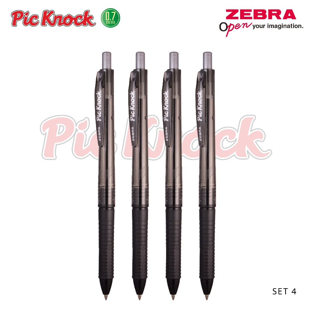 

ZEBRA Piccolo Knock Pulpen Pena Semi Gel Pcs 0.7mm Retractable Ballpoint Pen Alat Tulis Tinta Hitam