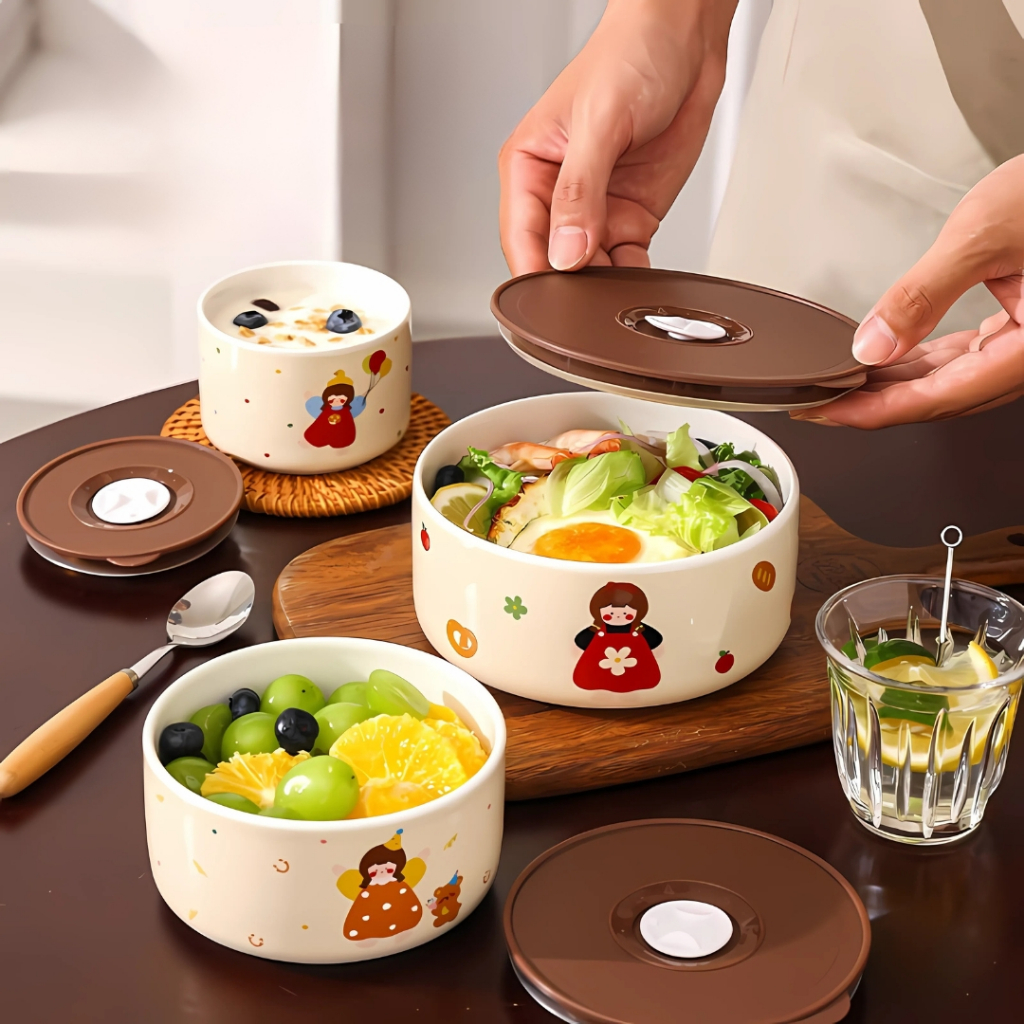 Wadah Penyimpanan Keramik Lucu Gaya Korea Estetik Keeping Bowl Ceramic Bowl Hampers SALE