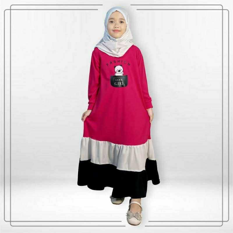 Gamis Anak Belina Kombinasi 3 warna / fashion anak
