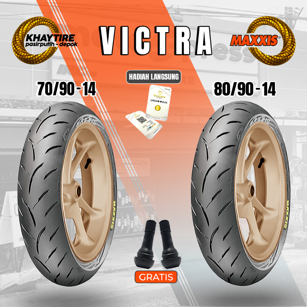Sepasang/Satuan Ban Motor Matic MAXXIS VICTRA 70/90-14 dan 80/90-14 Tubeless