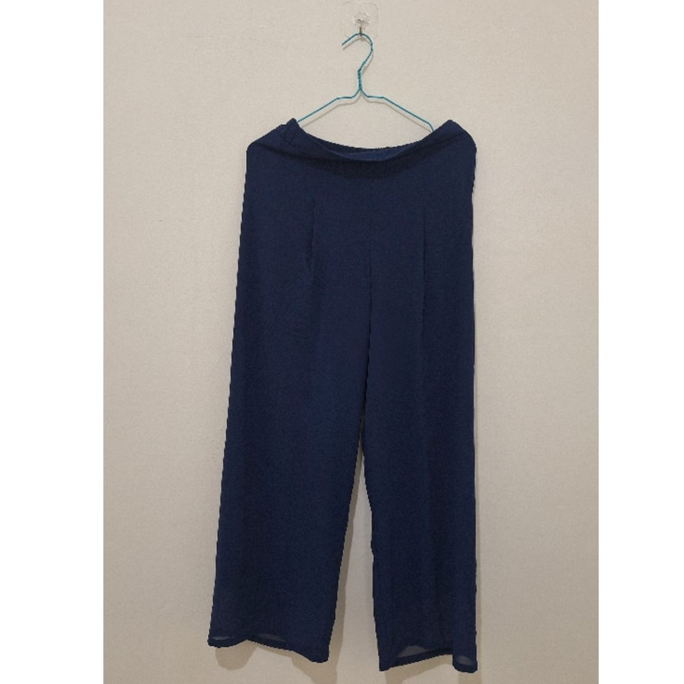 Celana panjang kulot wanita biru